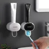 Dispenser automatico creativo di dentifricio per bambini Spremidentifricio Set di accessori per il bagno con supporto a parete antipolvere per denti