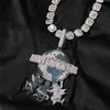 Nouveau à la mode plaqué or plein Bling CZ pierre Angle de la terre pendentif collier pour hommes femmes avec 24 pouces corde chaîne Hip Hop bijoux