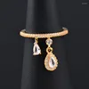 Anéis de casamento Leeker moda coreana lágrima pingente de cristal para mulheres rosa ouro prata cor acessórios anel 2023 tendência xs6