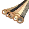 Ceintures femmes tressé élastique ceinture Vintage Bohe paille boucle tricoté robe ronde carré en bois décontracté adulte solide