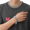 Plaqué or CZ 16mm 16-24 pouces T CZ pierre cubaine chaîne collier 7/8 pouces Bracelet bijoux de mode pour hommes femmes