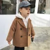 Jackets Winter Grid Boys Girls Woolen Double-Breasted Baby Trench Coat Lapel Kids Outerwear Wool Overcoat Toddler Fall Clothes
