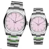 Para obserwuje kobiety Oyster Watches Perpetual Pink Dial Woman 31/36/41 mm drobne stal Automatyczne mechaniczne mechaniczne 904L Sapphire Sapphire Kolor Luksusowe zegarki damskie