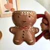 Canecas 300ml 3d Gingerbread Man Canela Papai Noel Copo de Cerâmica de Christmas Cheve Coffee Cup Kawaii Presente para o ano 2022