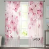 Cortina Cherry Blossom Sakura Rosa Flor Sheer Cretans para a sala da sala Cozinha Tule Windows Voile Farroom