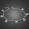 Bracelets de cheville en argent Sterling 925 mignon clochette couronne pour femmes bijoux de pied 26 cm plage pieds nus sandales Bracelet sur la jambe cheville