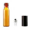 Bouteilles de parfum en verre marron rechargeables en rouleau de 5ml, 2000 pièces/lot, flacons d'huiles essentielles avec acier