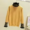 Maglioni femminili autunno inverno spesso caldo bellissimo ricamo a cucchiaio a cucciolo femminile a maniche lunghe maglione per pullover a maglieria femminile tira femmina tops t221019