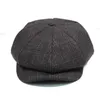 Gorro/caveira tampa de lã de lã de tweed newsboy boné herringbone masculino gatsby retro pintores britânicos hat pinotor liso tap preto café cinza t221020