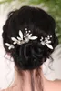 Headpieces Silver Pearl Matal Flower Crown Handmased Hair Pin and Comb Women Jewelry Wedding Headdress Birde Accessories