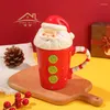 Kubki Creative Cartoon Mug Student Koreańska urocza ceramiczna świąteczna woda z mlekiem pokrywki