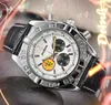 Ig-end Fasion Orologio da uomo con cronometro 43 mm Movimento al quarzo importato Zaffiro Cystal Cintura in vera pelle completamente funzionale Elegante braccialetto con orologio per amanti