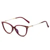 Montature per occhiali da sole Cateye Frame per occhiali da donna Occhiali da vista retrò piccoli rossi anti luce blu Occhiali da vista per donna