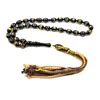 Rosario negro Tasbih para hombre, pulsera elegante de resina de Color especial con 33 cuentas islámicas y borla de algodón