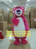 Levande rosa Lotso Fat Bear Maskot Dräkt Mascotte Med Vit Mage Vuxen storlek Party Outfit Kostym Fancy Dress No.5