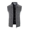 Men's Sweaters Men's Casual Plaid Sleeveless Vest Zipper Stand Collar Tops Sweater Cardigan