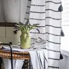 Curtain Elegant Boho Decorative Bedroom Black Stripe Fringe Blackout Ready-Made Modern Opaque Cotton Divider For Room Window