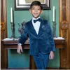 Handsome Velour Boys Formal Wear Jacket Pants 2 Pieces Set Suits for Wedding Dinner Children Kids Tuxedos
