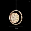 Pendant Lamps Nordic Crystal Led Small Light Round Ring Bedside Bedroom Decoration Chandelier Indoor Lighting Industrial Fixture