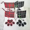 Calcetín de pata de perro y gato, decoración de calcetín de Navidad, patrón de huella de copo de nieve, medias de Navidad, bolsa de regalo de caramelo de manzana para chico F1020