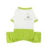 Hondenkleding Teddy Green Mooi Kleine verse katoenen huisdier Bodysuit Avocado Afdrukken Viervoetige polyester ronde nek jumpsuit voor de zomer