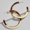 Hoop Earrings Tortoiseshell Circle Resin Acetic Acid Material With Alloy Tube Beads For Elegant Design Women's Party Jewelry