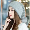 Beanie/Skull Caps Winter Women Fleece Knitted Hat Wool Rabbit Fur Fashion Warm Earflap Blended Solid Hats Leisure Windproof Females Skullies Caps T221020