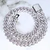 Chains Iced Out Bling Cz 15mm Width Cubic Zirconia Cuban Chain Pink White Two Tone Color Necklace Hiphop Women Choker Jewelry