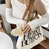 Kv￤llsp￥sar Hylhexyr Brev broderad axelv￤ska Tassel Canvas stor kapacitet Kvinnor strandhandv￤ska rese shopping tote