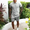 Men's Tracksuits Men's Shorts Sets Casual Suit Slim Fit Summer Two Piece Set Short Sleeve Tops And Men Outfit