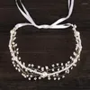 Nakładki wykwintne kryształowe opaska do włosów Bride Flower Nekuro nośne opaska na głowę ręcznie robioną perłową suknię ślubną
