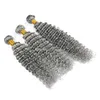 100% brésilien argent gris remy cheveux humains tissage de sel bouclé coquine et de poivron cheveux 100g / pack