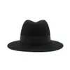 Beanie/Kafatası Kapakları Klasik % Yün Fedora Şapkası Büyük ağzına kadar kurdele şapkaları Kadınlar İçin Disket Top Şapka T221013