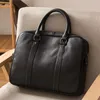 Briefcases Fashion High Quality Natural Genuine Leather Men's Portable Business Shoulder Diagonal Bag Lawyer Computer Briefcase