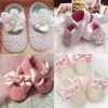 First Walkers Dollbling Princess Little Girls Baby Shoes Lace Up Ribbon White Perle fatte a mano personalizzate Battesimo Infant Prewalker