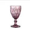 240ml Wine Glasses Colored Glass Goblet with Stem 300ml Vintage Pattern Embossed Romantic Drinkware for Party Wedding Fast