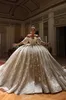 Luxe Dubai trouwjurk Off Shoulder Bruidsjurken Lace Beading Elegante korte mouwen Robe de Mariee