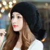 Beanie/Skull Caps Winter Women Fleece Knitted Hat Wool Rabbit Fur Fashion Warm Earflap Blended Solid Hats Leisure Windproof Females Skullies Caps T221020