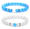 8mm Naturel Pierre Brins Argent Plaqué Perlé Charme Bracelets À La Main Élastique Bracelet Pour Femmes Hommes Amant Bijoux