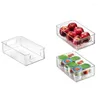 Bottiglie di stoccaggio Contenitori per organizer per frigorifero Organizer per frigorifero impilabili con manici ritagliati Scaffale per alimenti per dispensa in plastica trasparente-FS-PHFU