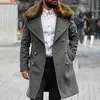 Men's Fur Faux Fur Men's Personality Fashion Fur Collar Long Sleeve Jacket Double Breasted Wool Trench Coat Long Fashion Men's Jacket 2022 Clothing T221007