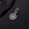 Boucles d'oreilles créoles Bijoux cadeau femme Argent 925 Croix Pendentif rond Grande boussole Mandala Fleur