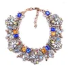 Tour de cou mode bohème Turquoise courge fleur fleur collier pour femmes ethnique cristal pendentifs déclaration bijoux