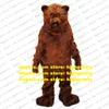 Pelliccia lunga Furry Brown Bear Mascot Costume Grizzly Bear Fursuit Personaggio adulto Parco giochi per bambini Hotel Restaurant zx768