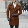 Men Faux Fur Fur vintage masculino de lã Botão de gola virada de manga longa de roupas quentes e outono de inverno Moda Moda Solid Coats Streetwear T221007