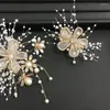 Copricapo Decorazione di nozze Copricapo da sposa Fermagli per capelli con fiore di diamanti con perline Stile di gioielli Abito da cerimonia di matrimonio 2