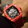 Engrwolf Watch RM35-02 시리즈 2824 자동 기계식 적색 탄소 섬유 테이프 남성