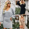 Casual Dresses Women Slim Dress Long Sleeve Deep O Neck Short Bag Tunic Hip Hindging