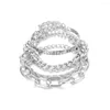 Lien Bracelets 4pcs Set Européen Et N Exagéré Alliage Épais Mode Féminine Simple Chaîne En Or