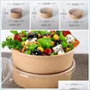 Disposable Take Out Containers Disposable Packing Box Salad Bowl With Lid Food Storage Containers Lunch Kraft Paper Pack Take Out Fr Dhbgn